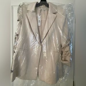 Size 8 champagne colored paisley Alice and Olivia satin blazer NWT